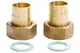 Zwei Anschlussteile mit Schweißenden aus Messing, jeweils mit einer Dichtung, in neutralem Design. Geeignet für Danfoss Anwendungen.